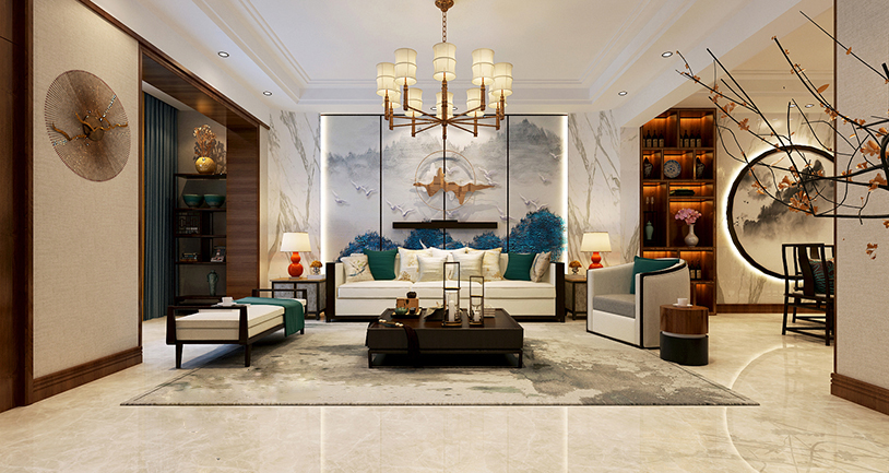 沈阳​龙湖香缇漫步-新中式装修风格-​350㎡